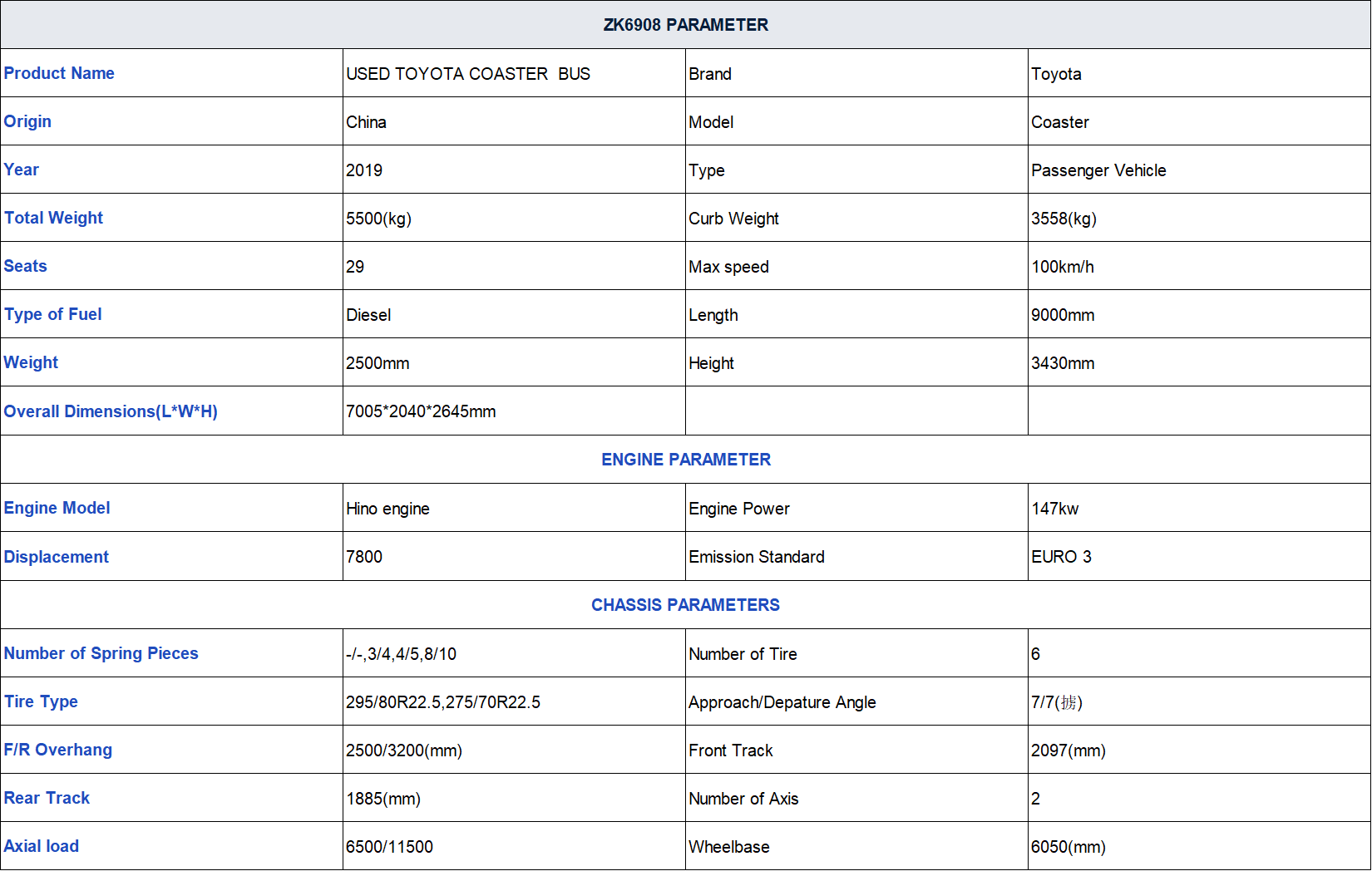 used toyota coaster bus hino diesel engine