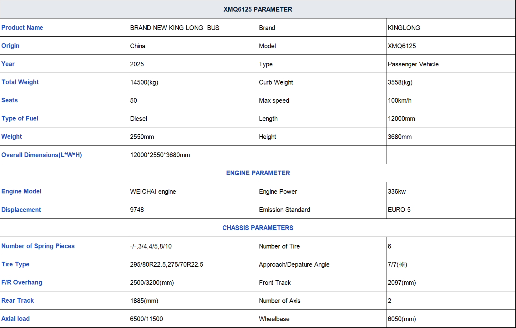 brand new kinglong bus