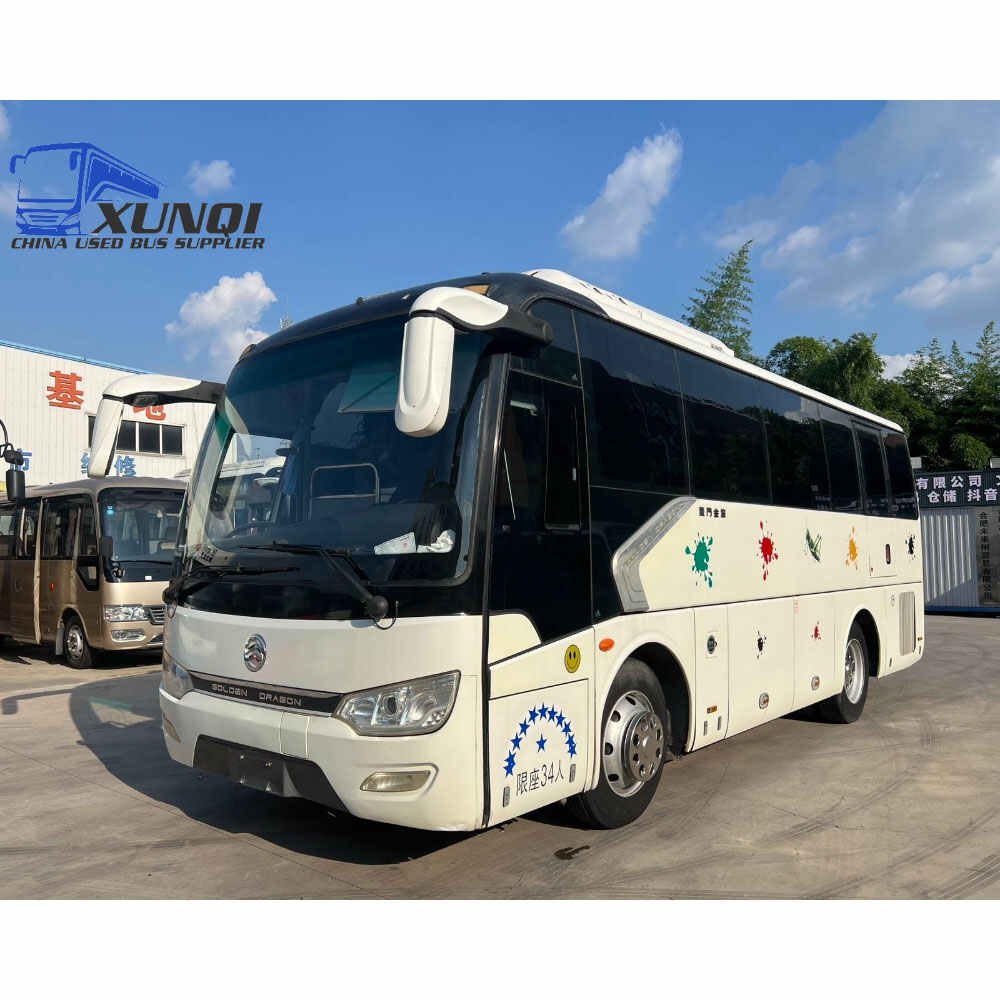 Used Golden Dragon bus XML6827 34 Seats 2018 Year 8 Seters long China bus yuchai 4-cylinder diesel engine